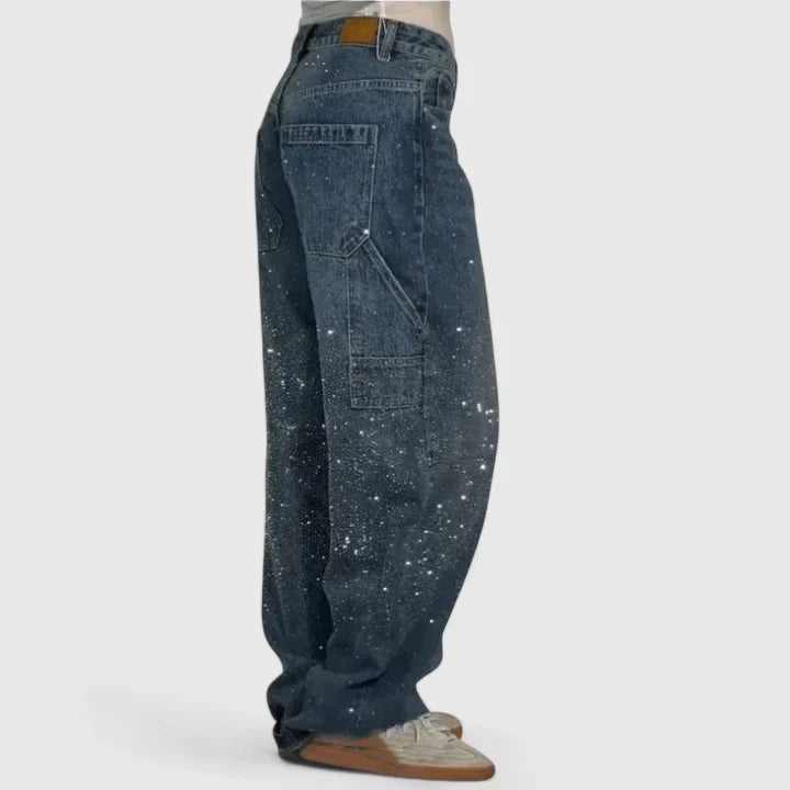 Women's High-Waisted Straight Leg Pants with Crystal Detailing Casual Formal Wear