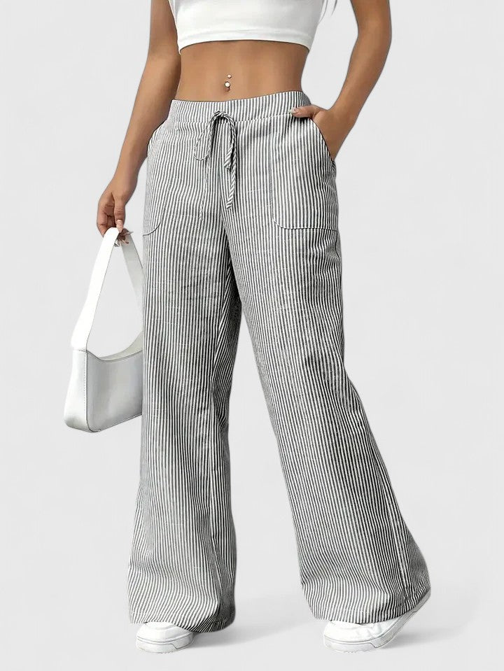 Women's Pants Wide-Leg Adjustable Waist Lightweight Fabric Casual