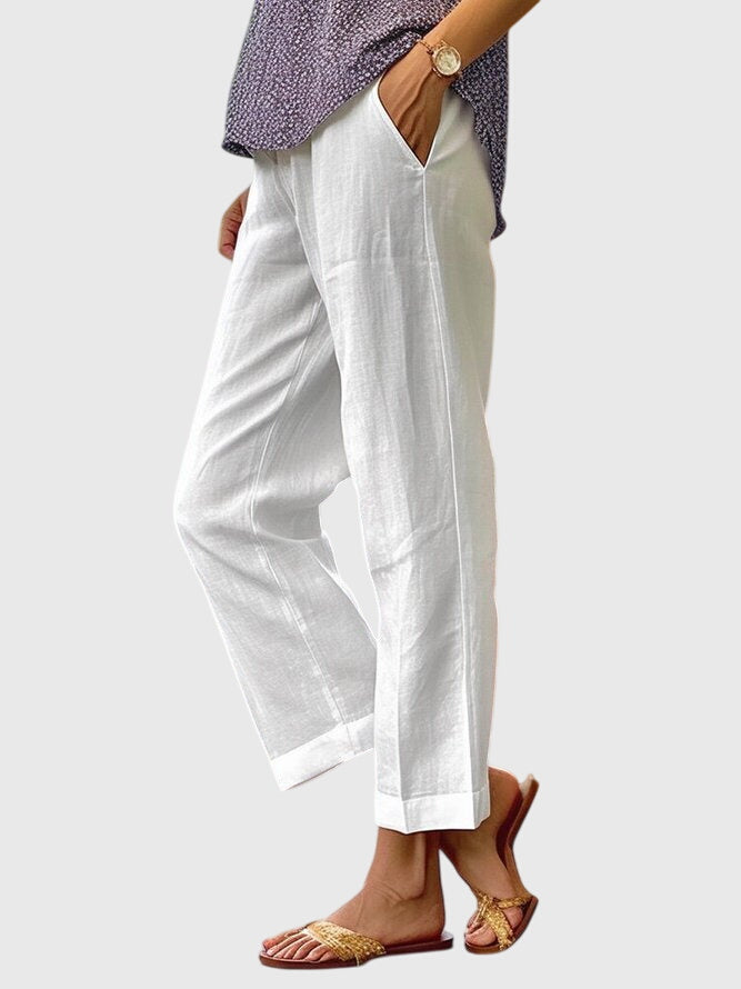 Women's Pants Slightly Wide Straight Cut Polyester Casual