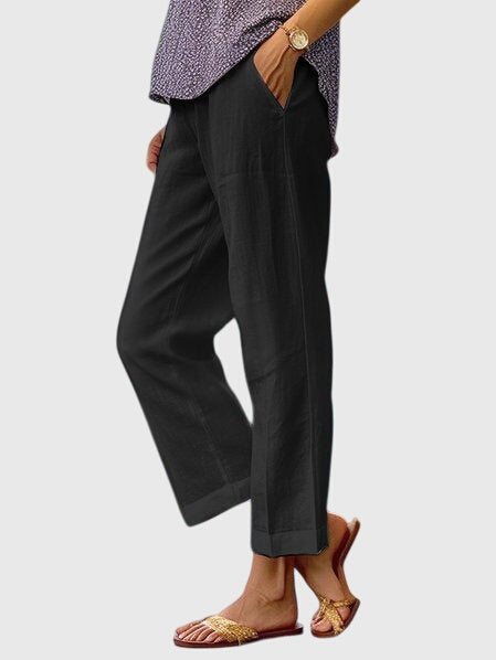Women's Pants Slightly Wide Straight Cut Polyester Casual