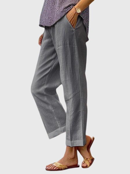 Women's Pants Slightly Wide Straight Cut Polyester Casual