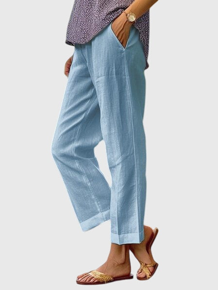 Women's Pants Slightly Wide Straight Cut Polyester Casual