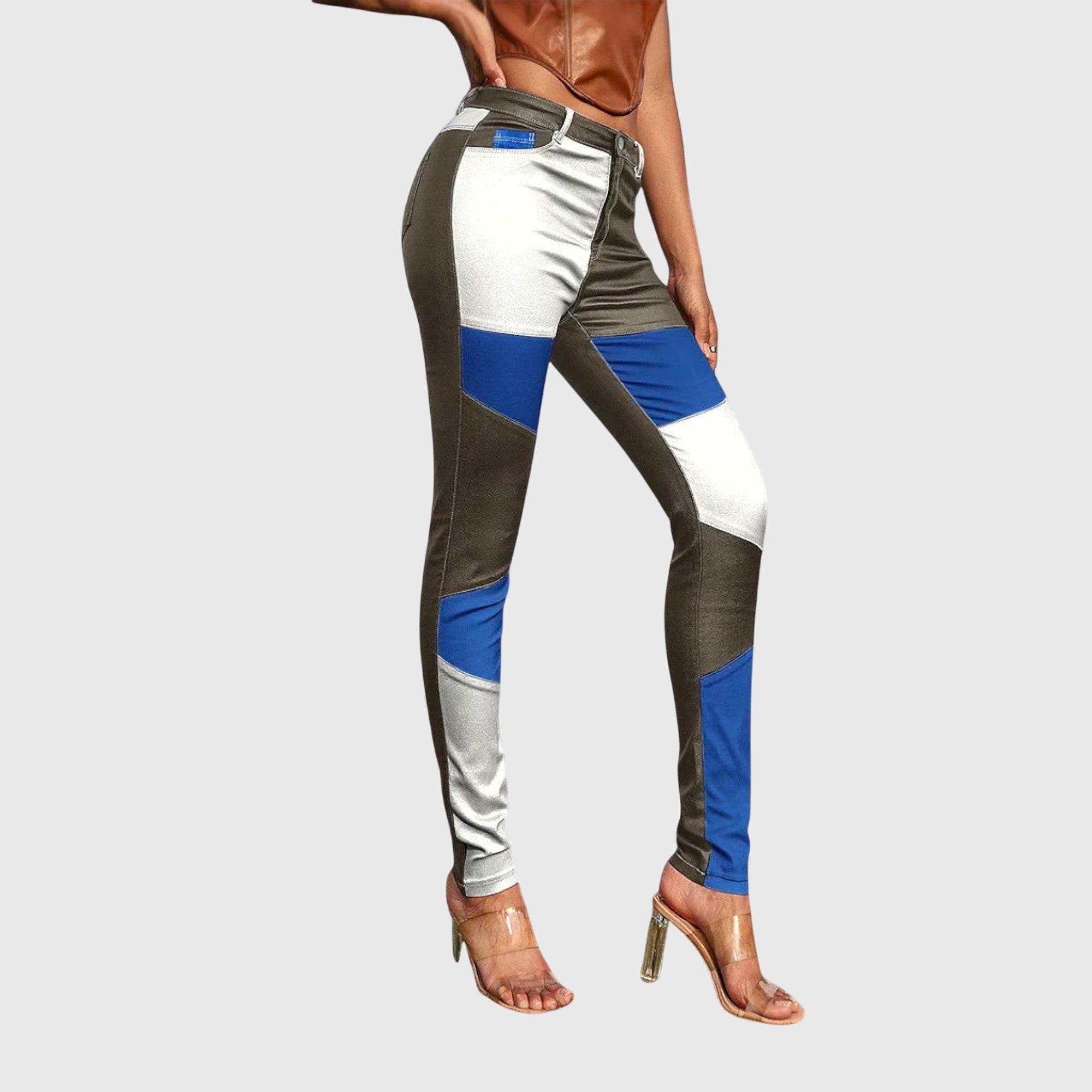 Women's Pants Color Block Design Stretchy Fabric Comfortable Fit Casual