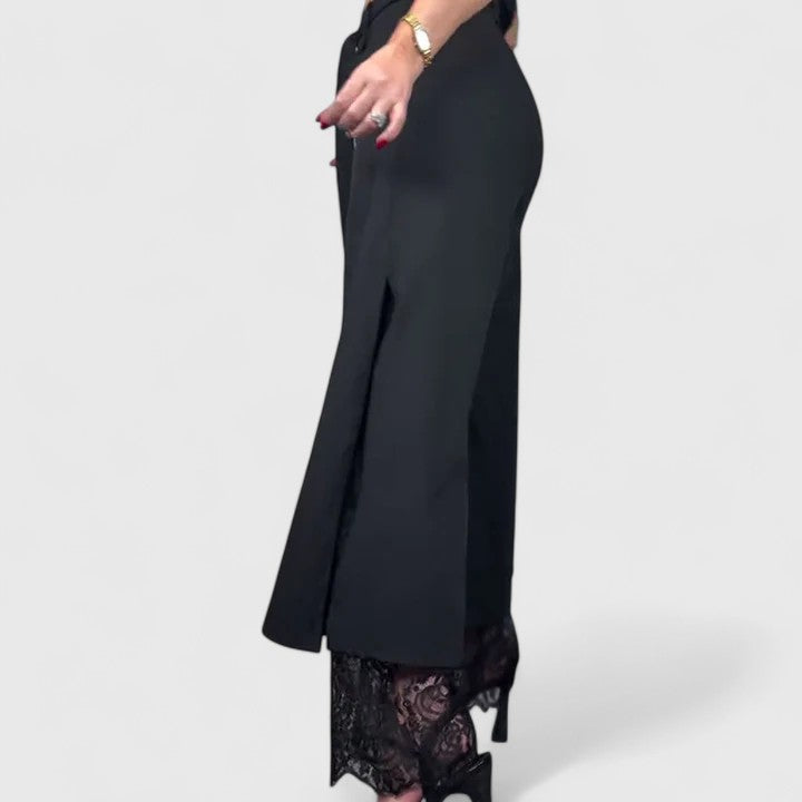 Women's Wide-Leg Pants Lace Accents Casual Fit