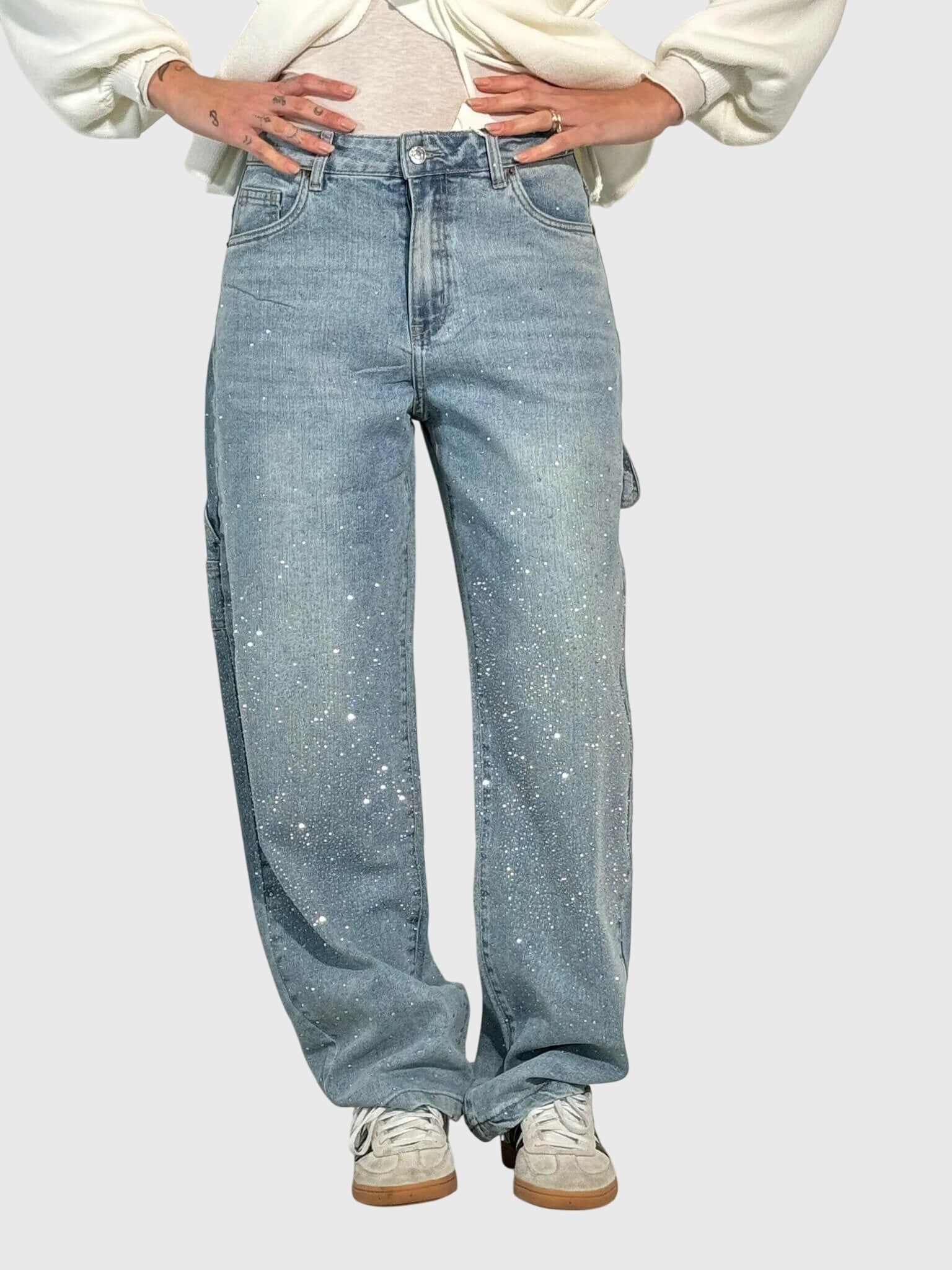 Women's Relaxed Fit Pants with Diamond Details | Casual Wear