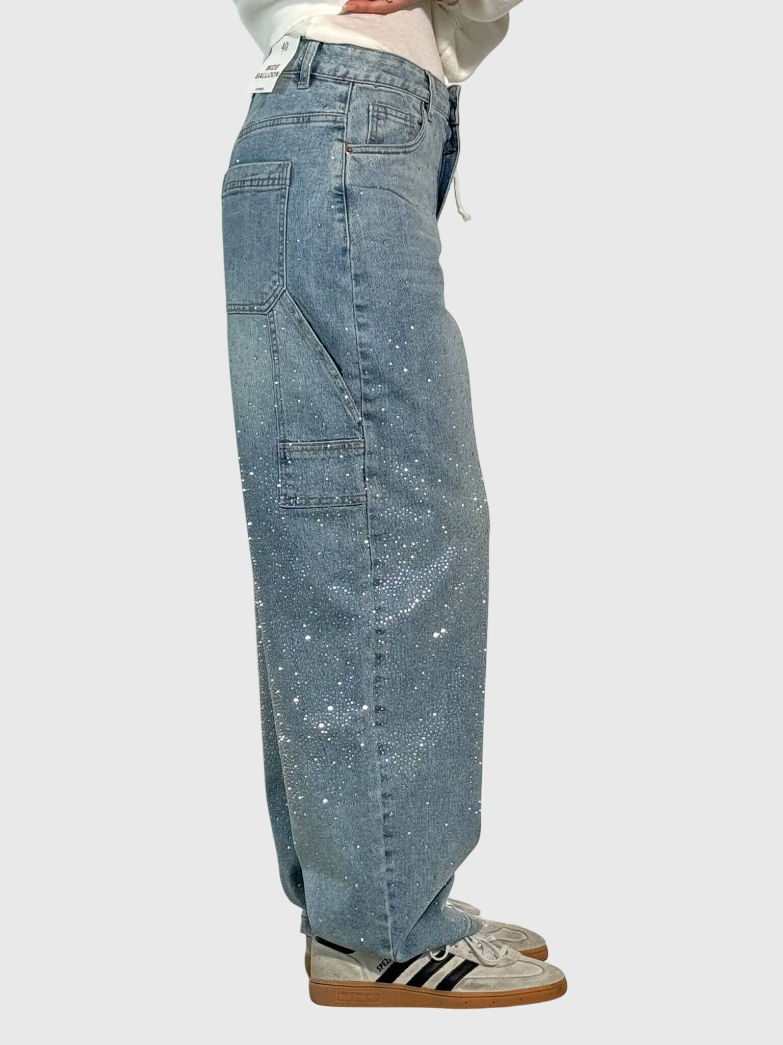 Women's Relaxed Fit Pants with Diamond Details | Casual Wear