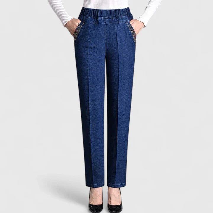 Women's Pants Elastic Waistband Side Pockets Casual Trousers