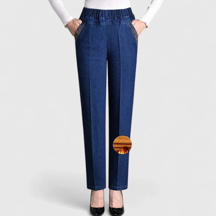 Women's Pants Elastic Waistband Side Pockets Casual Trousers