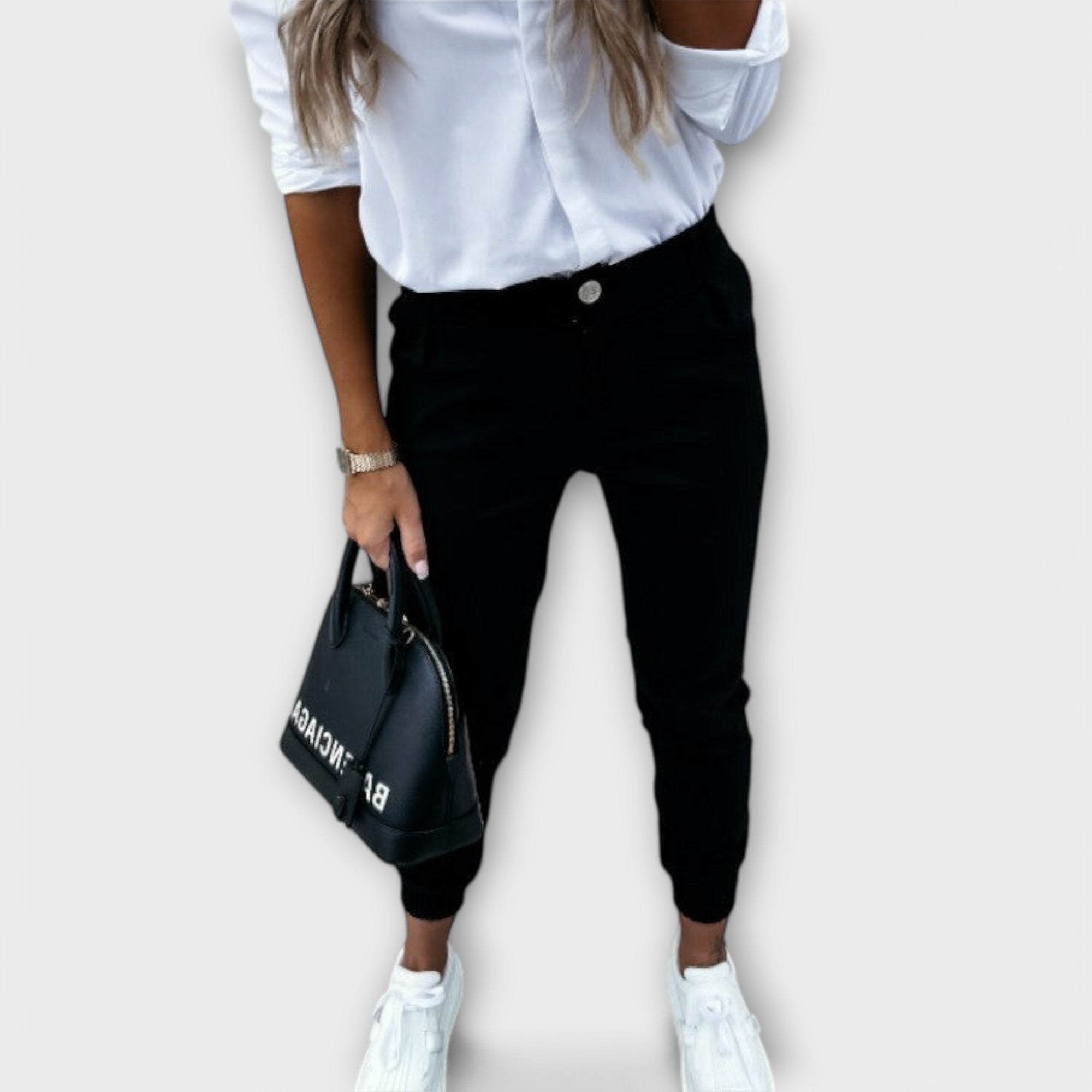 Women's Stretch Pants High Elastic Waistband Ankle-Length Design