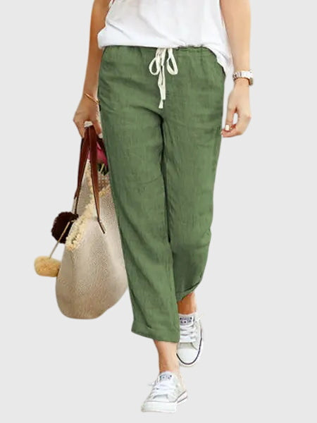 Women's Loose Fit Casual Summer Pants Elastic Waist Cotton