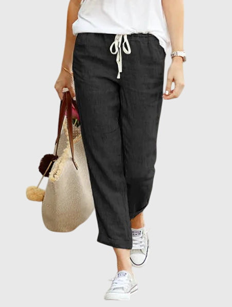 Women's Loose Fit Casual Summer Pants Elastic Waist Cotton