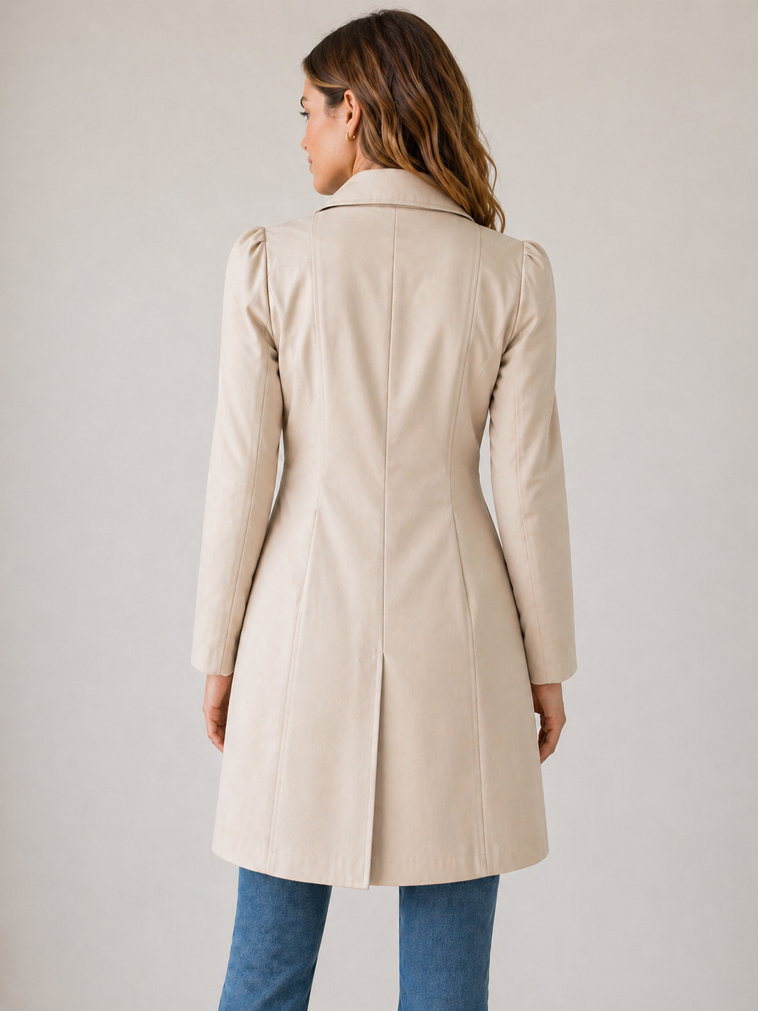 Women’s Tailored Trench Coat – Short Buttoned Fit