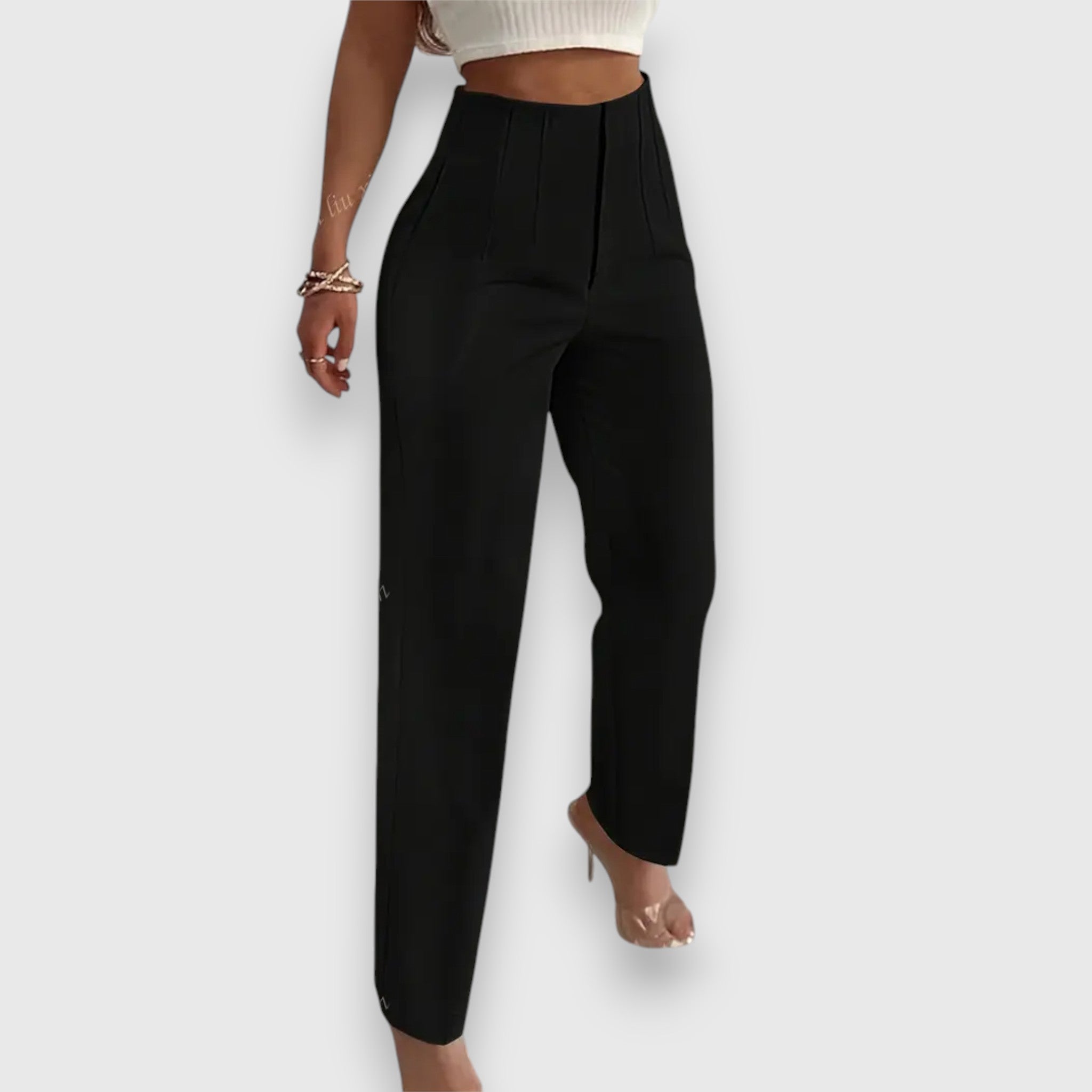 Women's High-Waisted Straight Leg Trousers Cotton Casual Fit