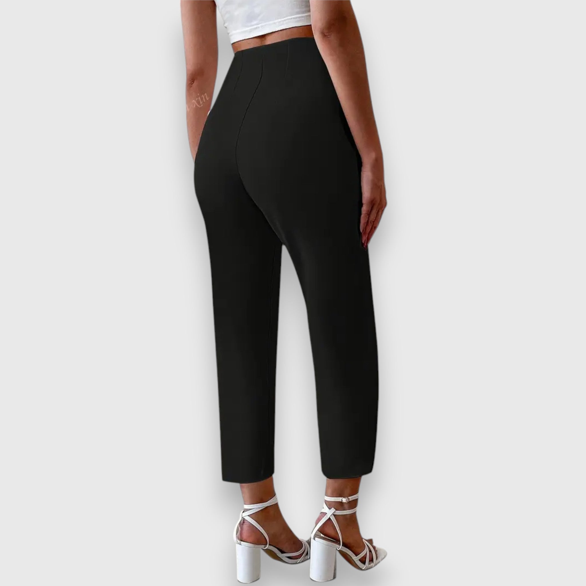 Women's High-Waisted Straight Leg Trousers Cotton Casual Fit