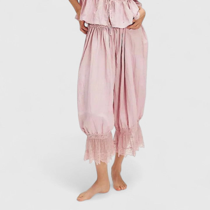 Women's Trousers Relaxed Fit Cotton Patchwork Design Casual