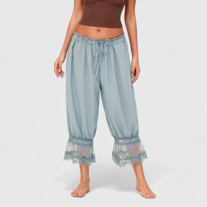 Women's Trousers Relaxed Fit Cotton Patchwork Design Casual