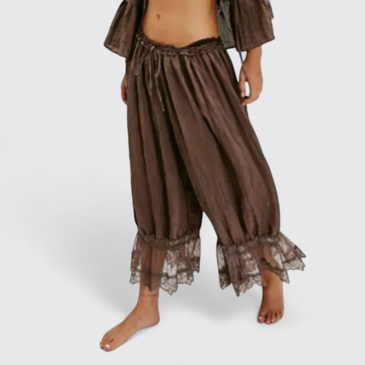 Women's Trousers Relaxed Fit Cotton Patchwork Design Casual