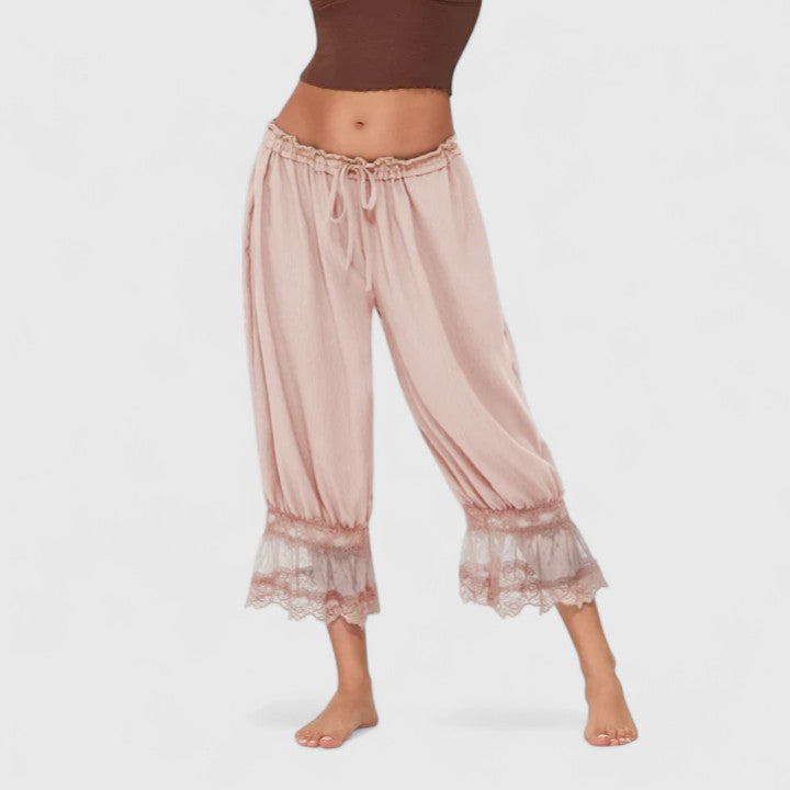 Women's Trousers Relaxed Fit Cotton Patchwork Design Casual