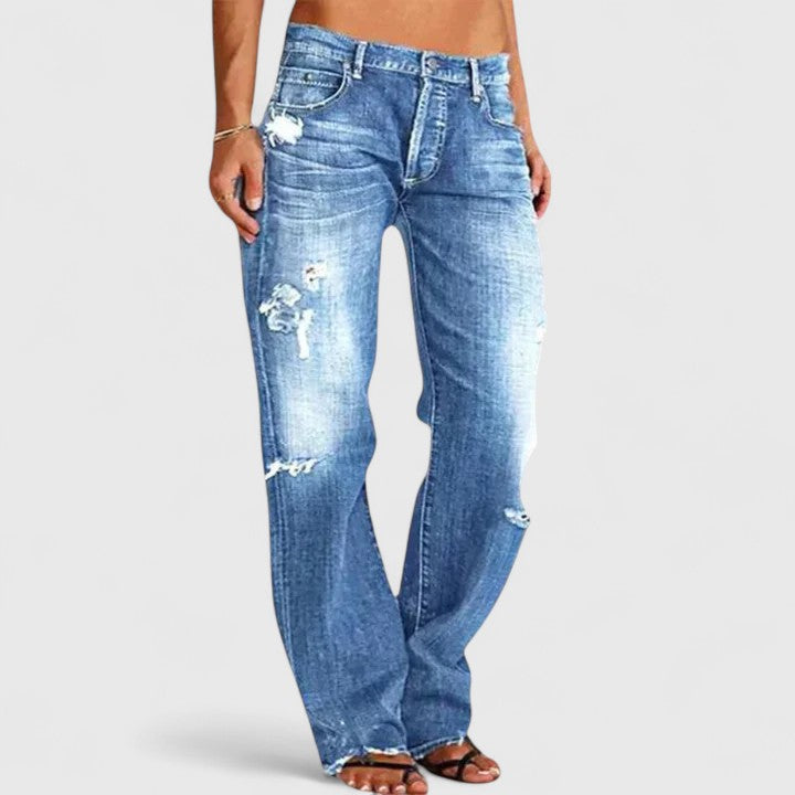 Women's Wide-Leg Jeans High-Stretch Lightweight Fabric Casual