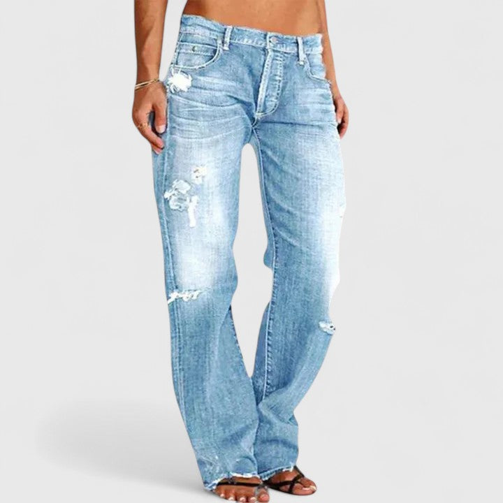 Women's Wide-Leg Jeans High-Stretch Lightweight Fabric Casual