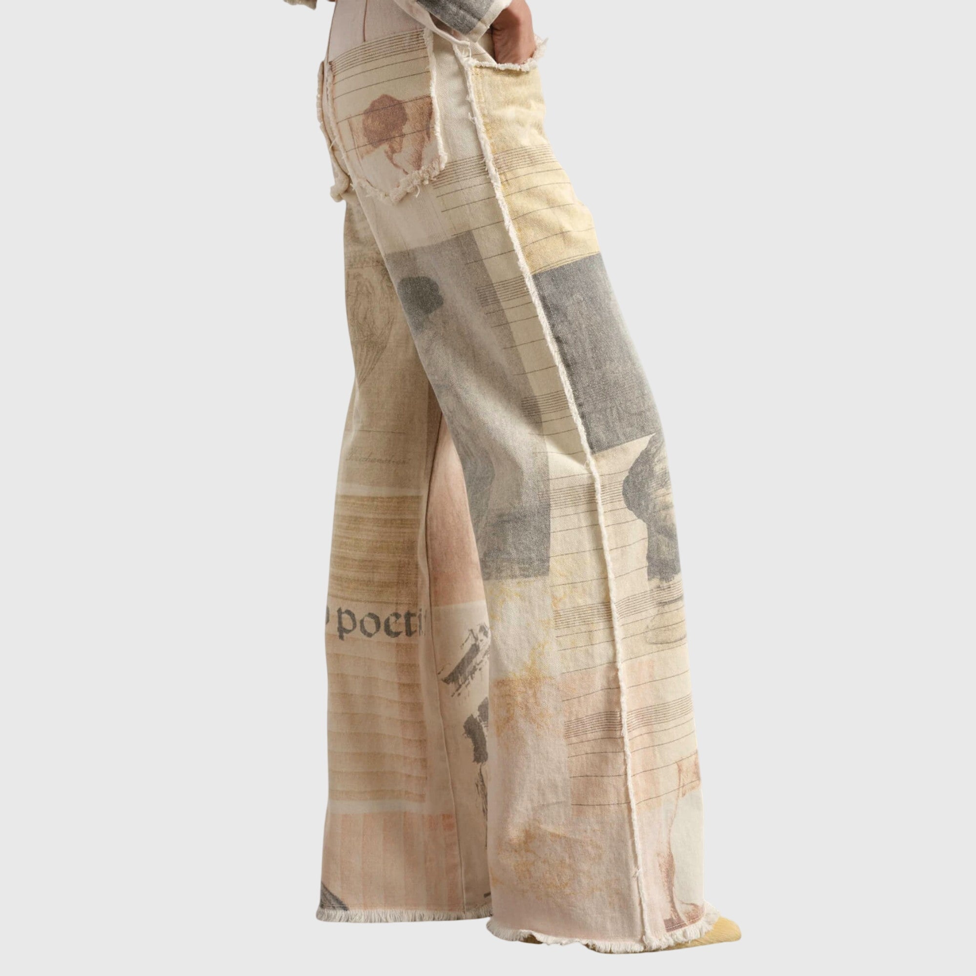 Women's Wide Leg Jeans High Waist Raw Cut Hem Casual Style