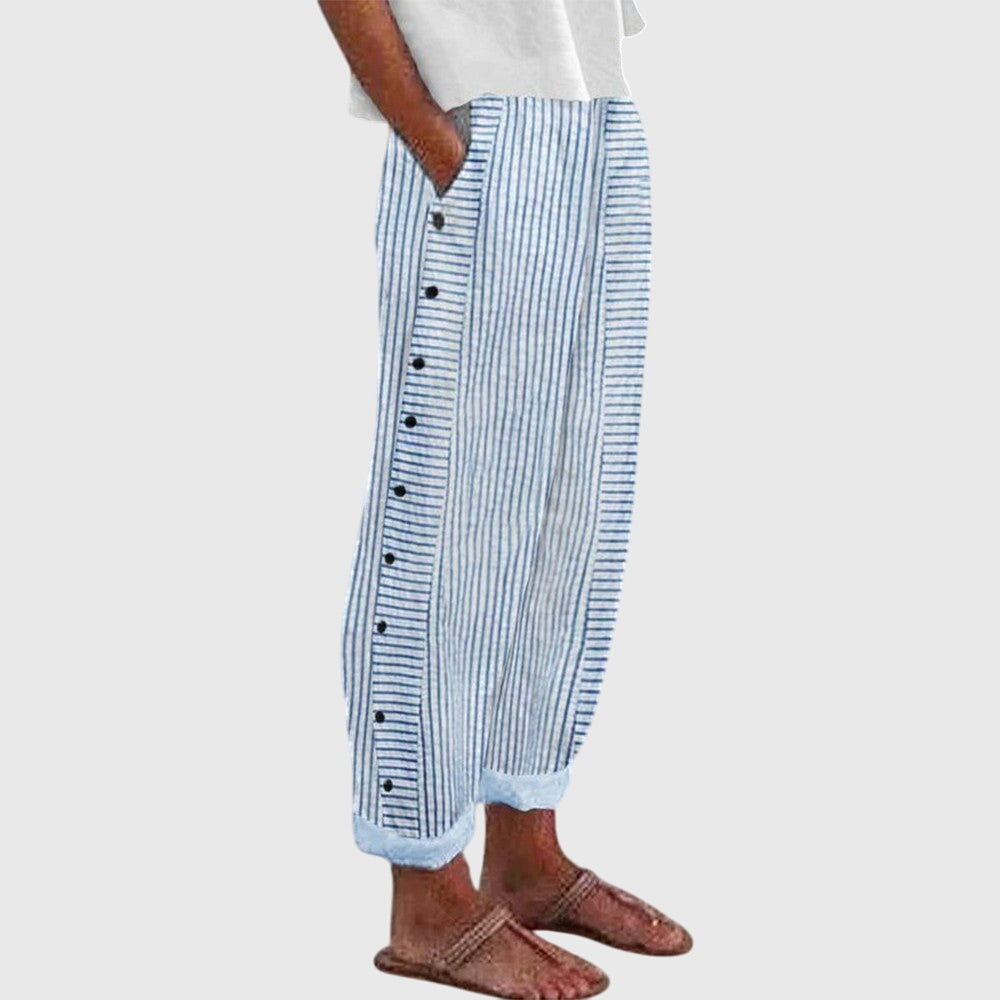 Women's Wide Leg Pants Elastic Waistband Versatile Design Cotton Casual