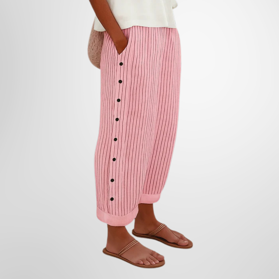 Women's Wide Leg Pants Elastic Waistband Versatile Design Cotton Casual