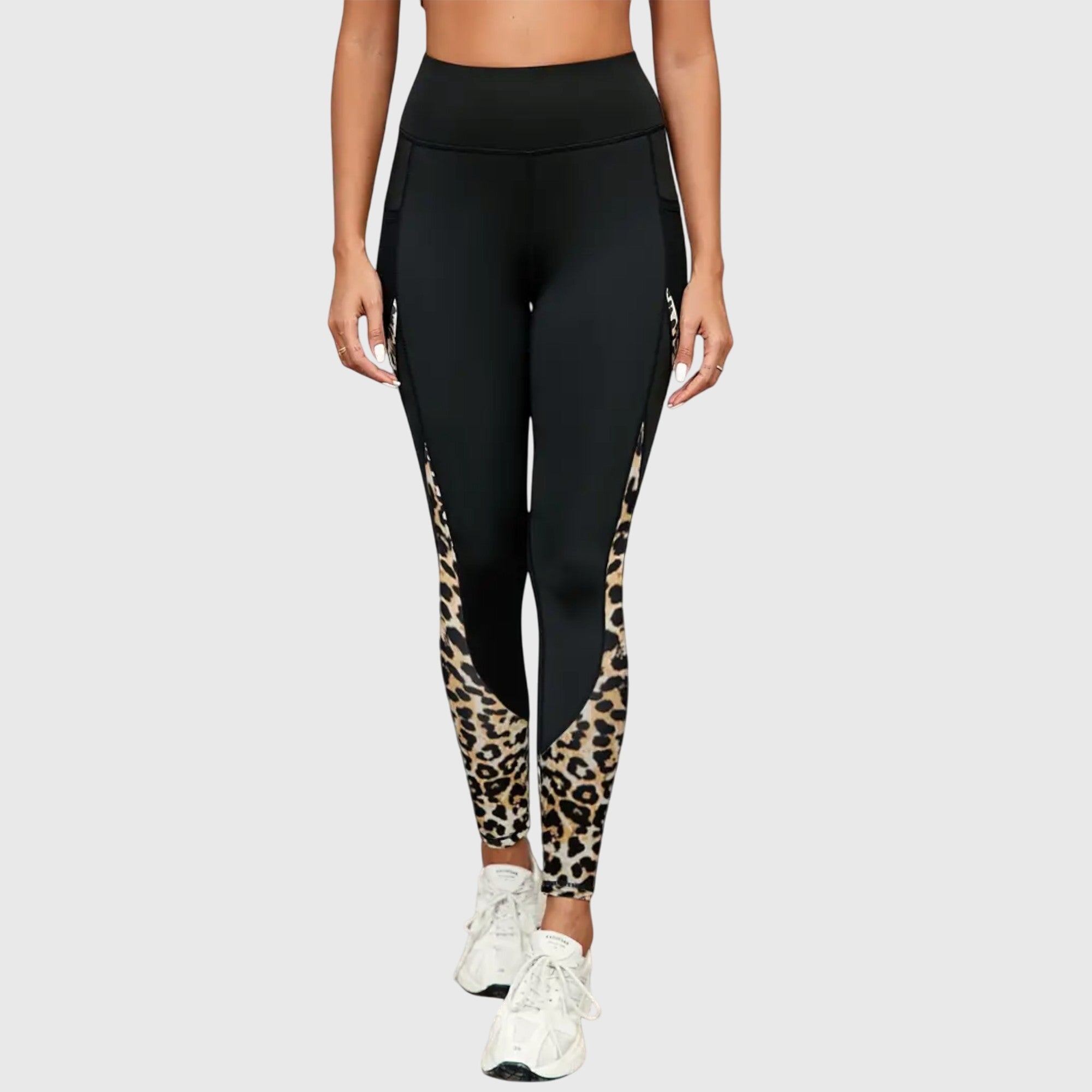 Women's Workout Pants High-Waisted Leopard Print Integrated Pocket Polyester