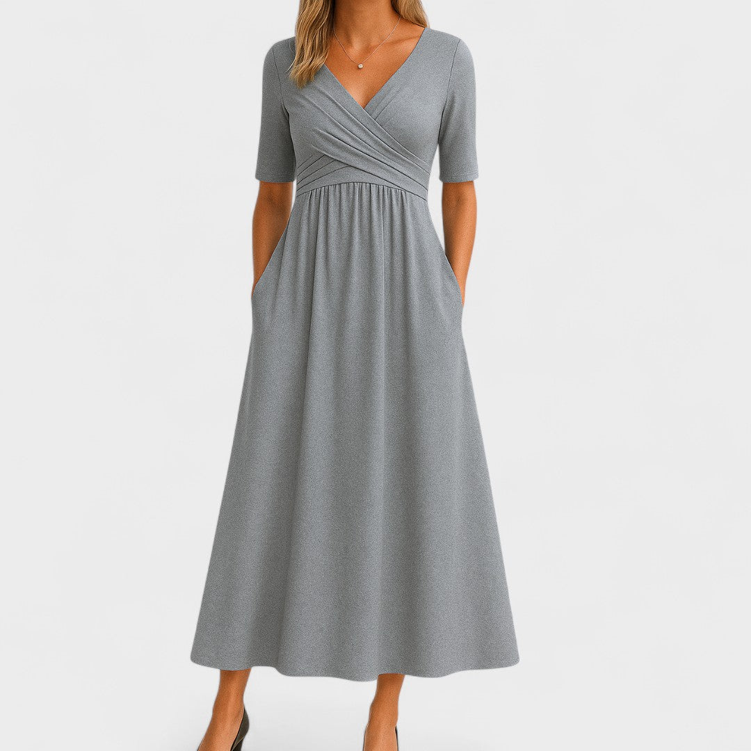 Women's A-Line Midi Dress V-Neck Sleeveless Versatile Style