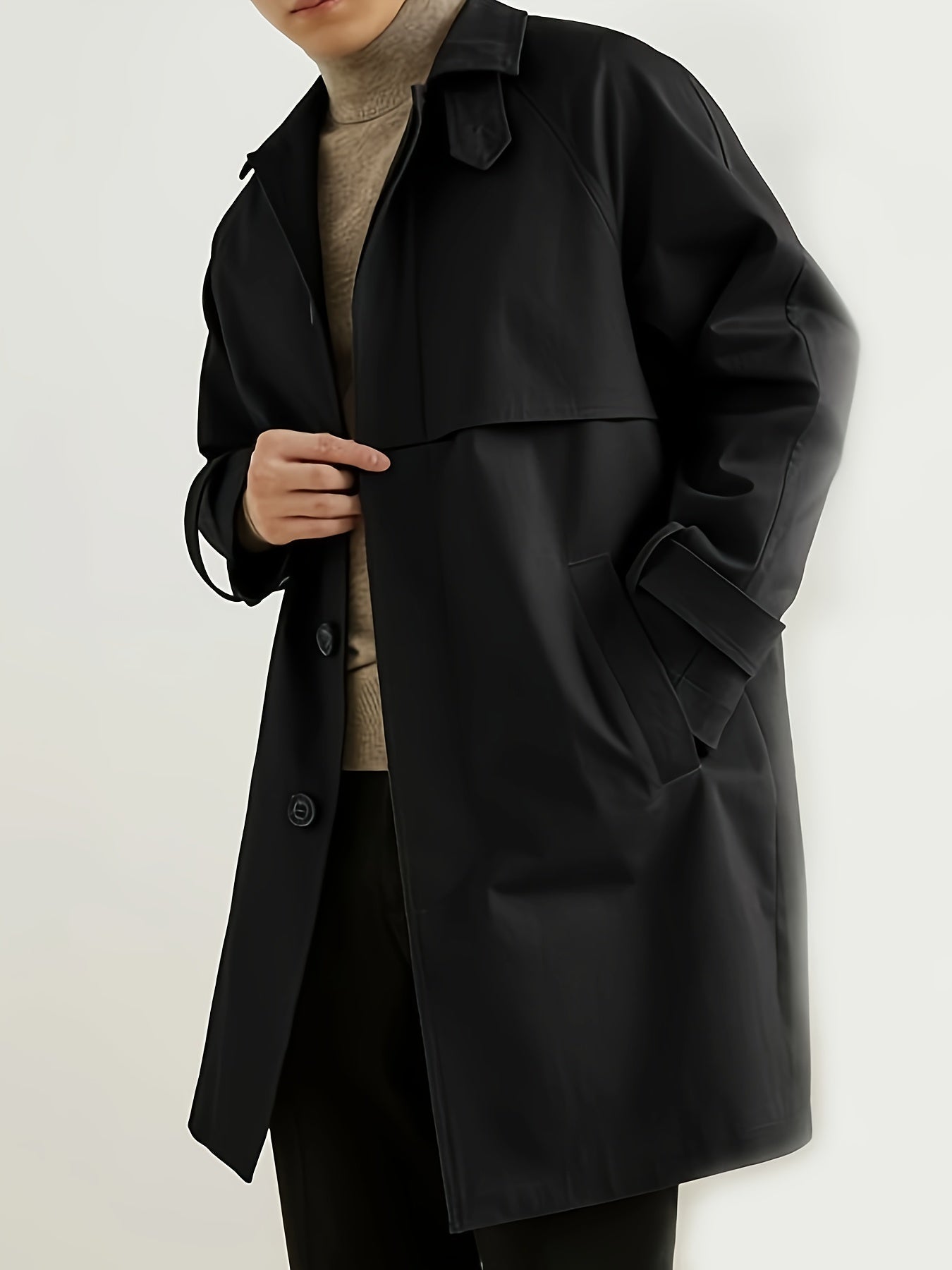 Henry Classic Men's Trench Coat – Elegant Long Regular Fit Coat in Cotton Blend