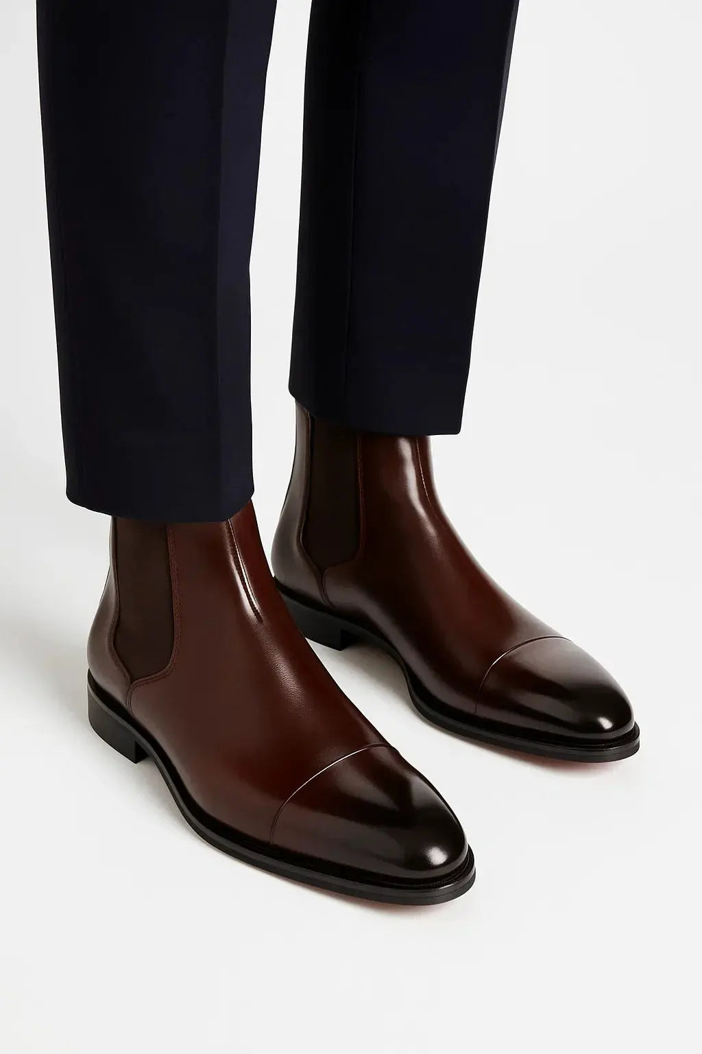Chelsea Boot Slip On Cap Toe Elastic Panel