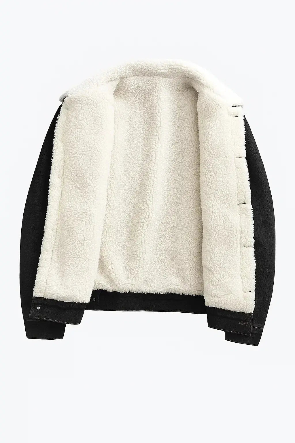 Fleece-Lined Denim Jacket with Sherpa Collar for Men