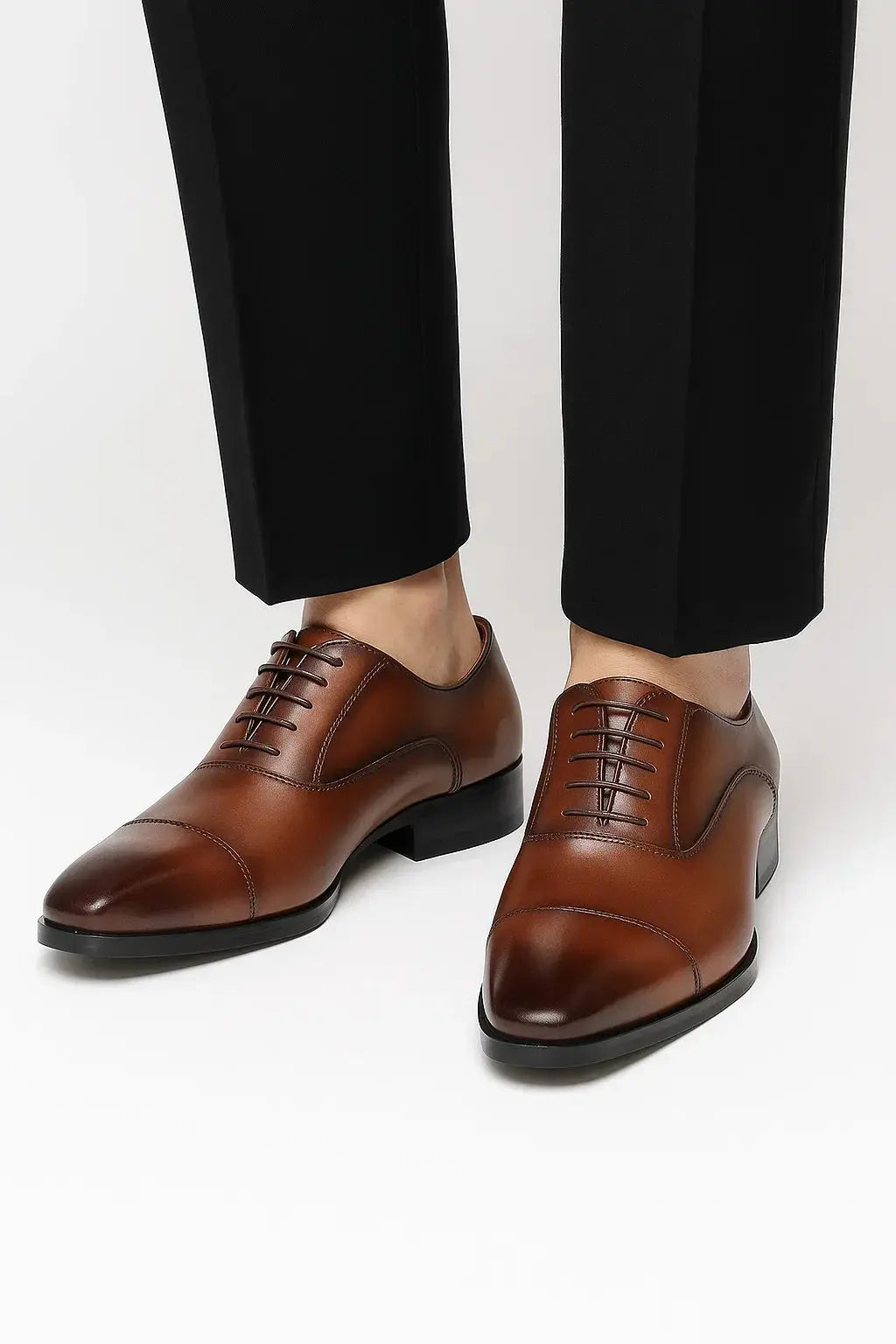 Oxford Shoe Lace Up Cap Toe Low Heel