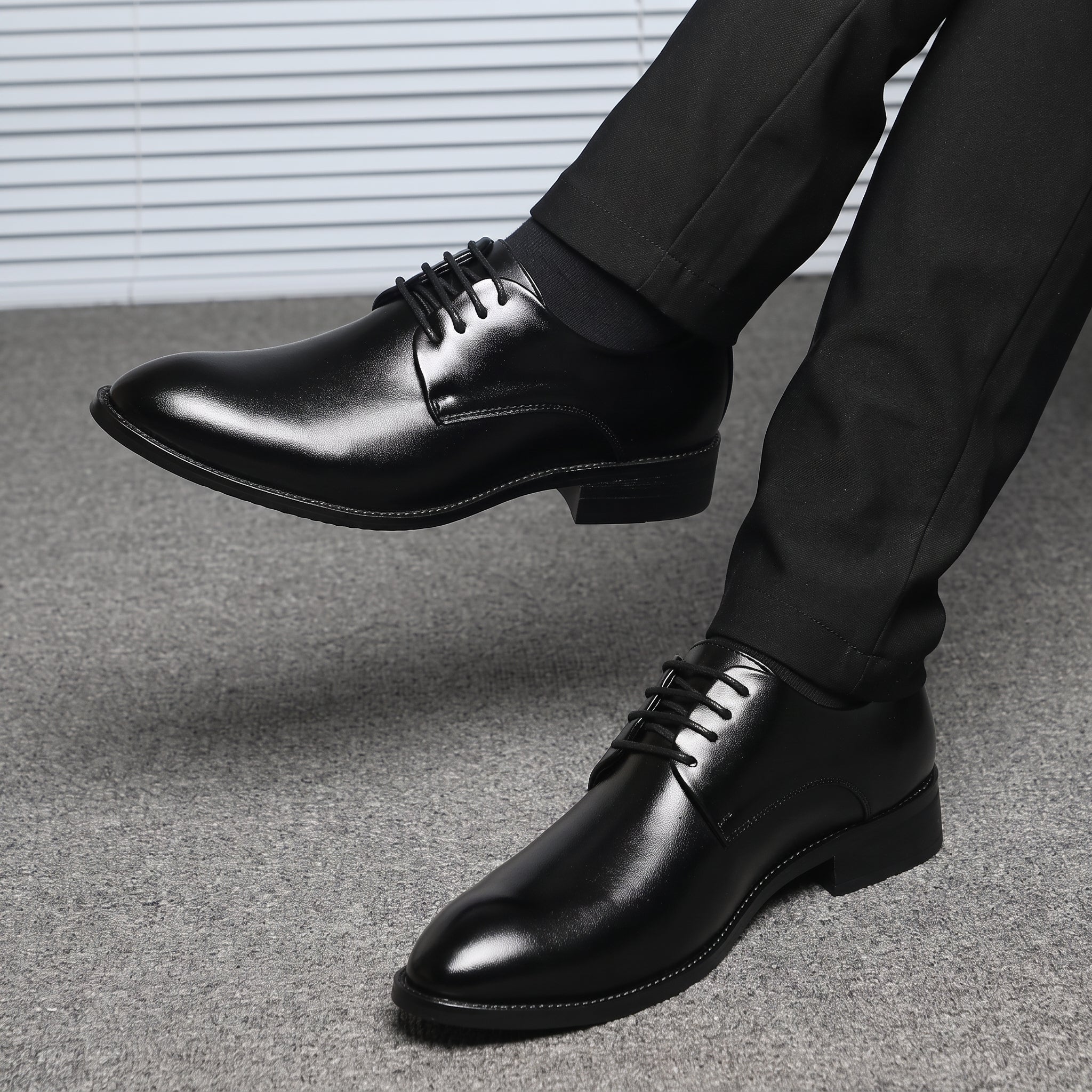 Benjamin - Men's Lace-Up Plain Derby Wedding Shoes - Wedding Shoes - Black - Taylor & Bennett