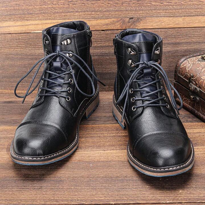 Men's Classic Leather Lace-up Boots | Casual Footwear