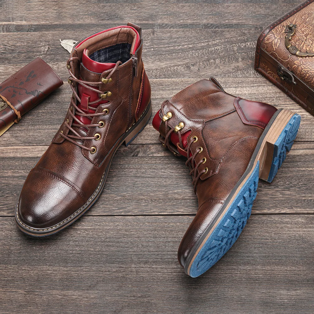 Men's Classic Leather Lace-up Boots | Casual Footwear