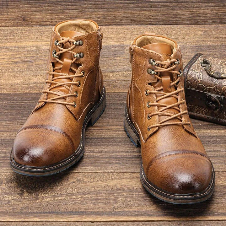 Men's Classic Leather Lace-up Boots | Casual Footwear