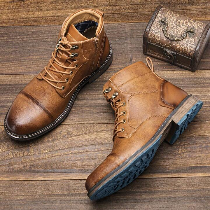 Men's Classic Leather Lace-up Boots | Casual Footwear