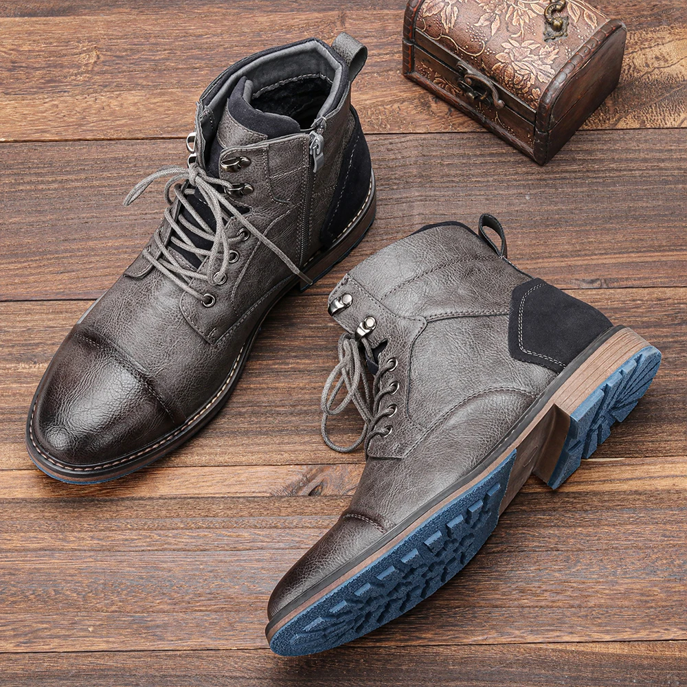 Men's Classic Leather Lace-up Boots | Casual Footwear