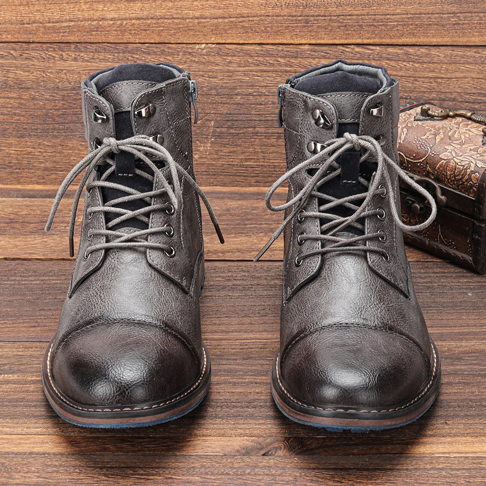 Men's Classic Leather Lace-up Boots | Casual Footwear