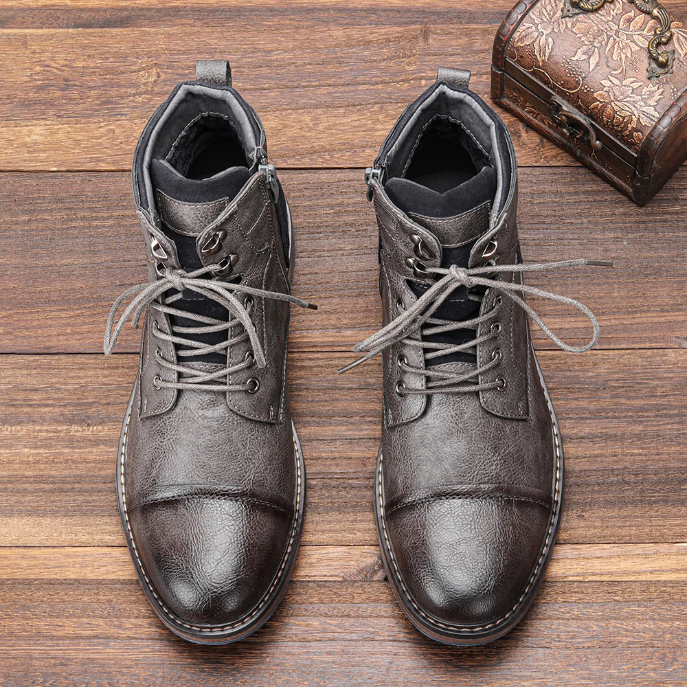 Men's Classic Leather Lace-up Boots | Casual Footwear