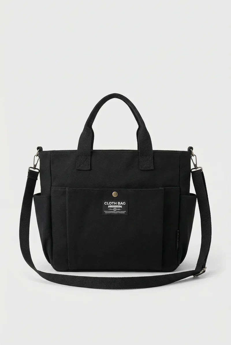 Women’s Canvas Tote Bag Large Zip Closure Adjustable Crossbody Strap