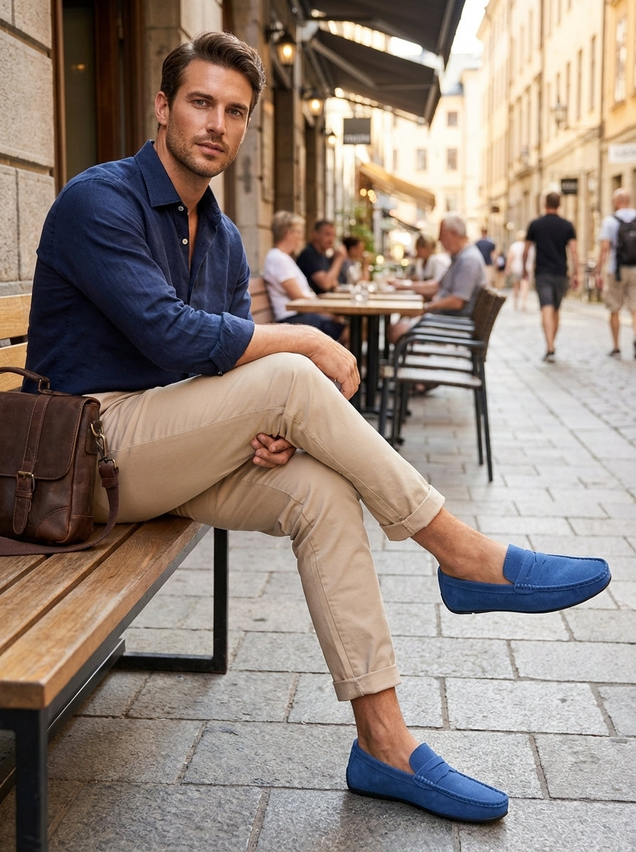 Men's Loafers with Moccasin Stitch and Slip-On Design