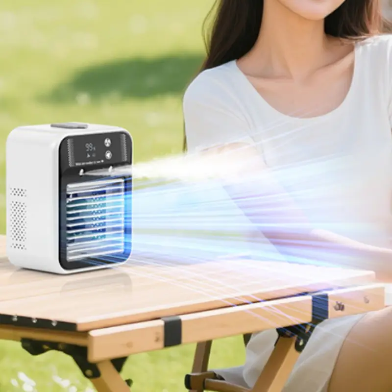Portable Misting Air Cooler Rechargeable Fan 3 Speed Digital Display