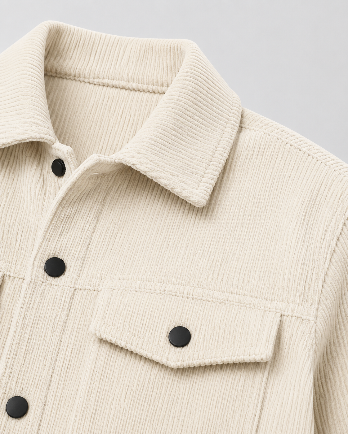 Men's Corduroy Overshirt - Cotton Shirt Jacket with Chest Pockets