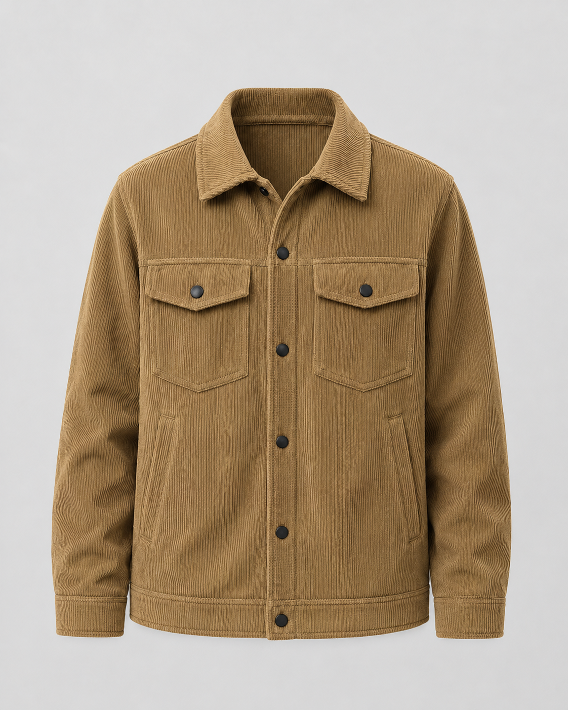 Men's Corduroy Overshirt - Cotton Shirt Jacket with Chest Pockets