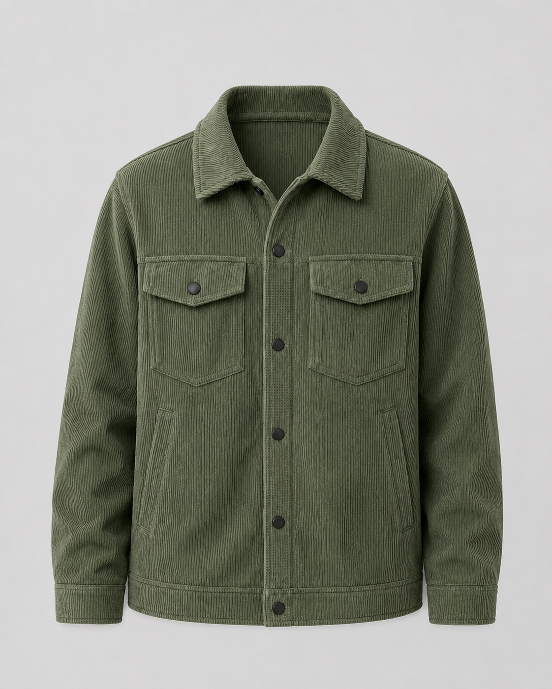 Men's Corduroy Overshirt - Cotton Shirt Jacket with Chest Pockets