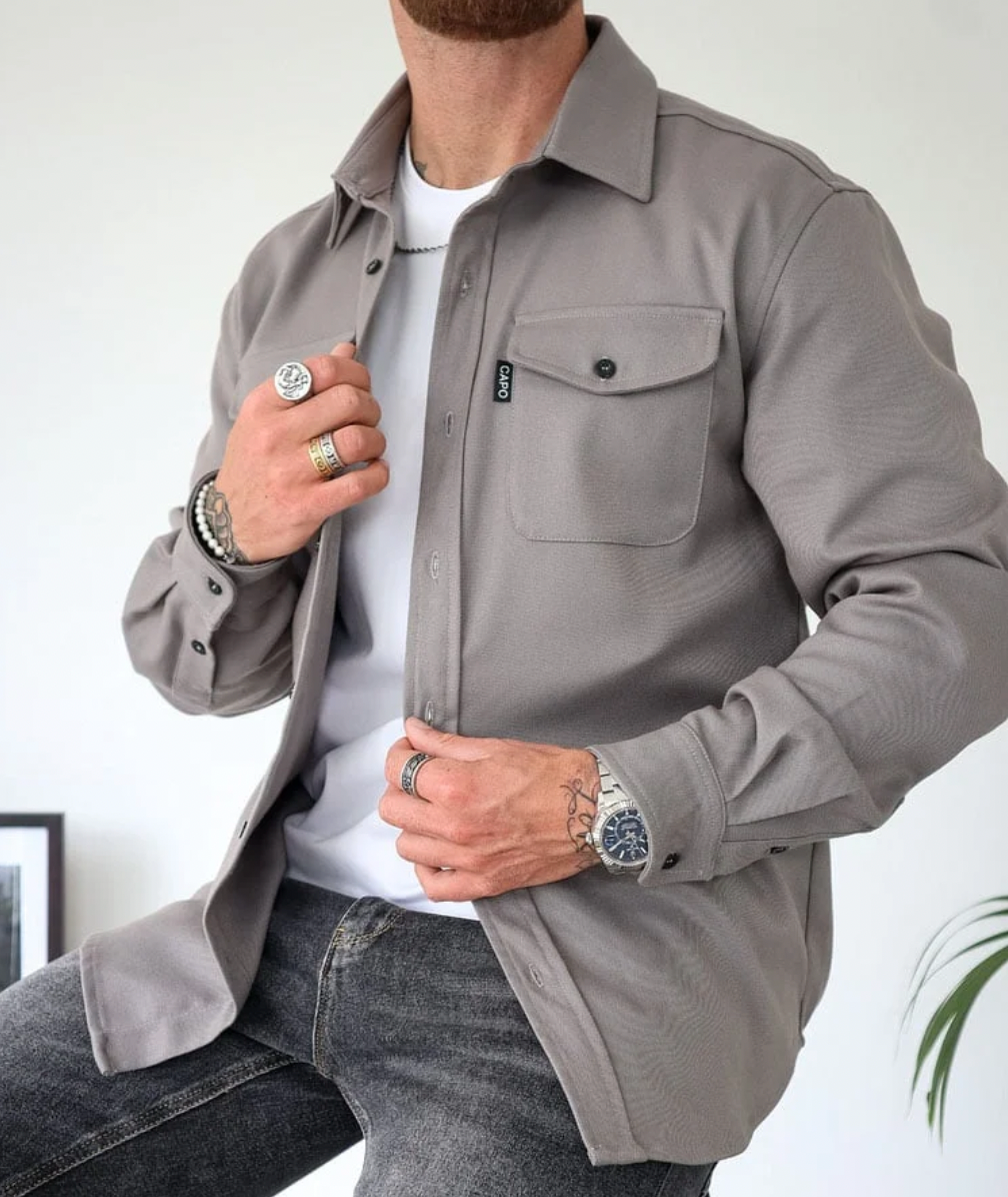 Men's Chest Pocket Button Shirt Jacket
