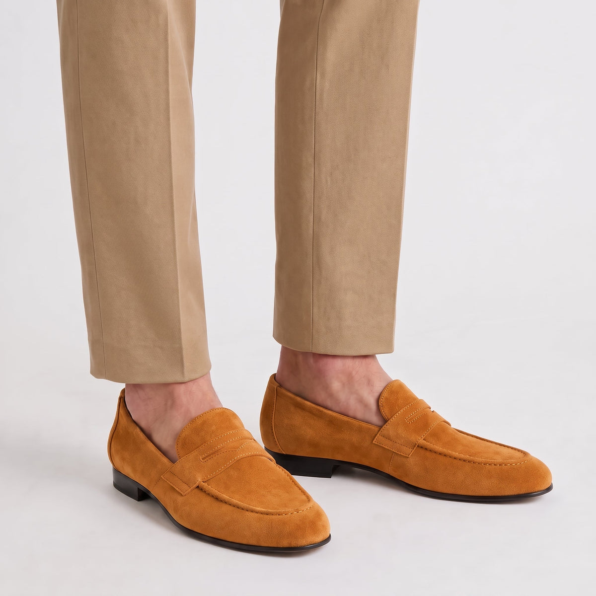 Oliver - Men's Smart Casual Round Toe Penny Loafers - Flats - Light Brown - Taylor & Bennett