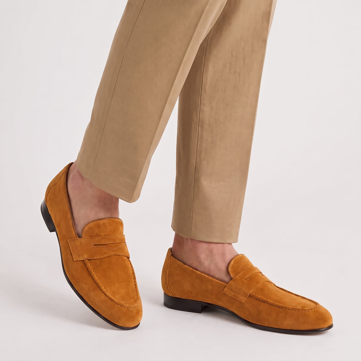 Oliver - Men's Smart Casual Round Toe Penny Loafers - Flats - Light Brown - Taylor & Bennett